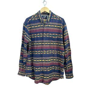 Sero Shirtmakers‎ Western Aztec Button Down Washed Cotton Shacket, Size XL